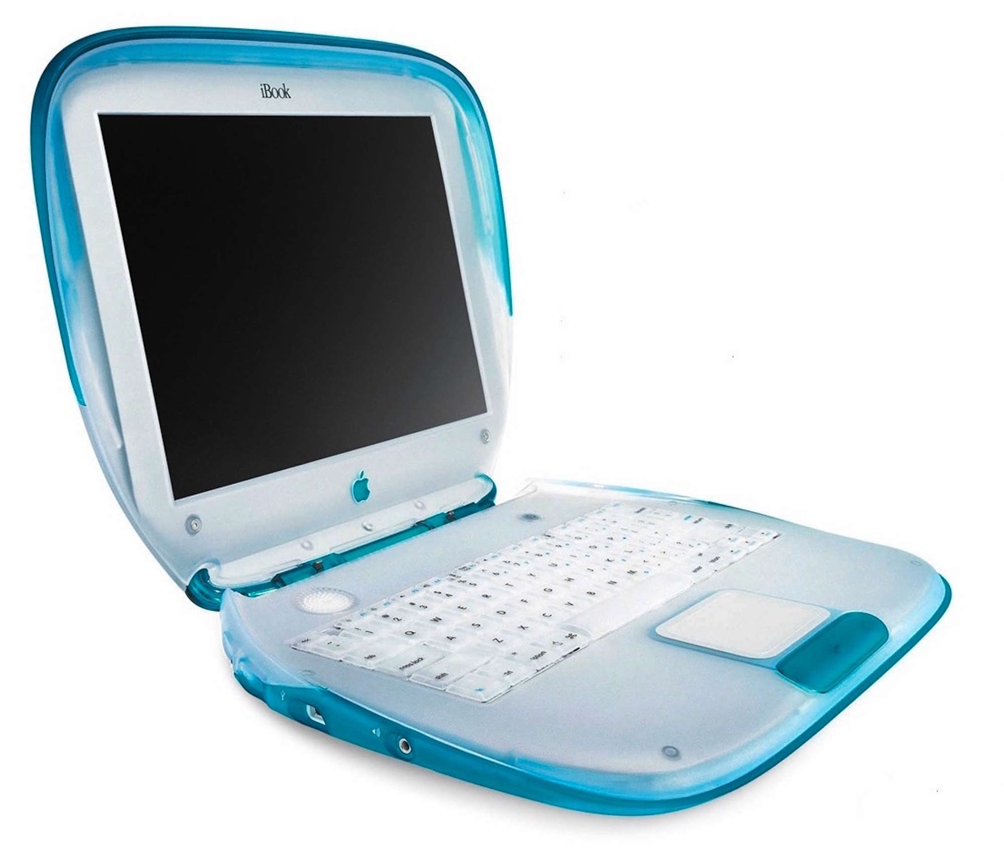 An iBook in the Blueberry color.