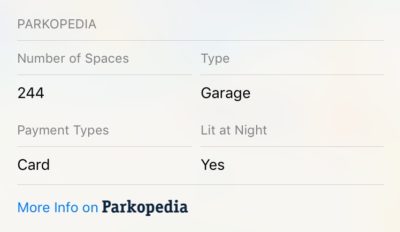 parking info in Apple Maps
