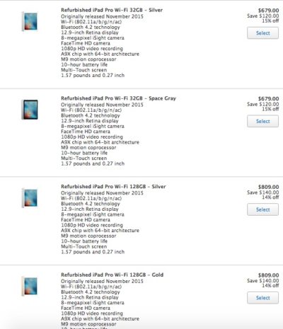 Ipad pro refurb apple store