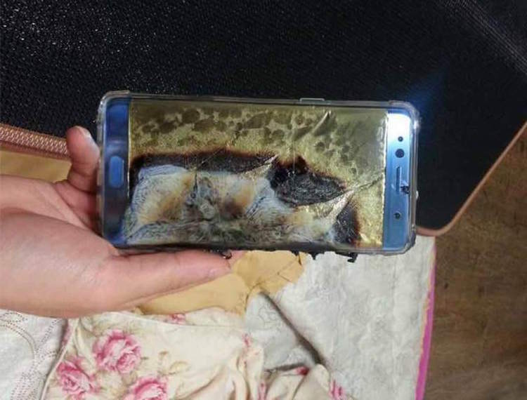Galaxy Note 7 that exploded while charging.