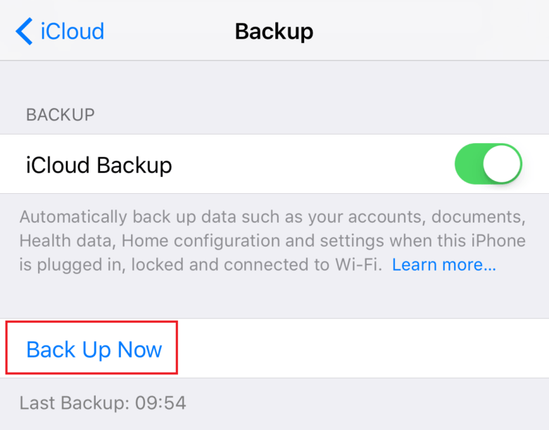 forcing iCloud backup
