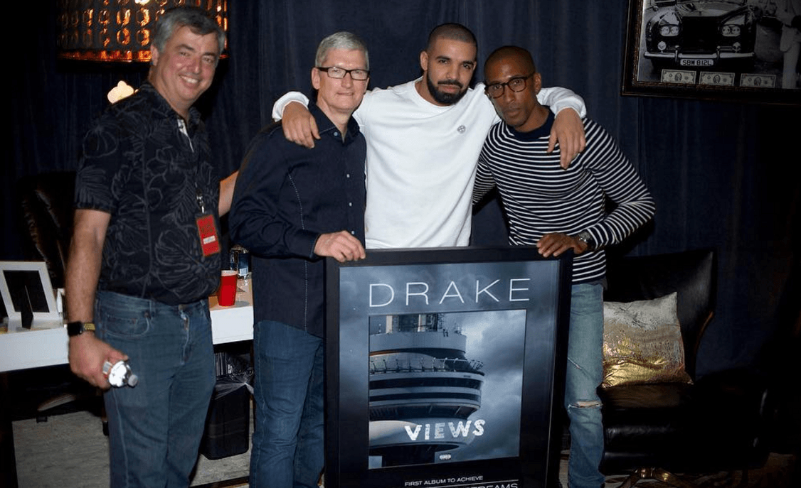 Apple CEO Tim Cook with Drake