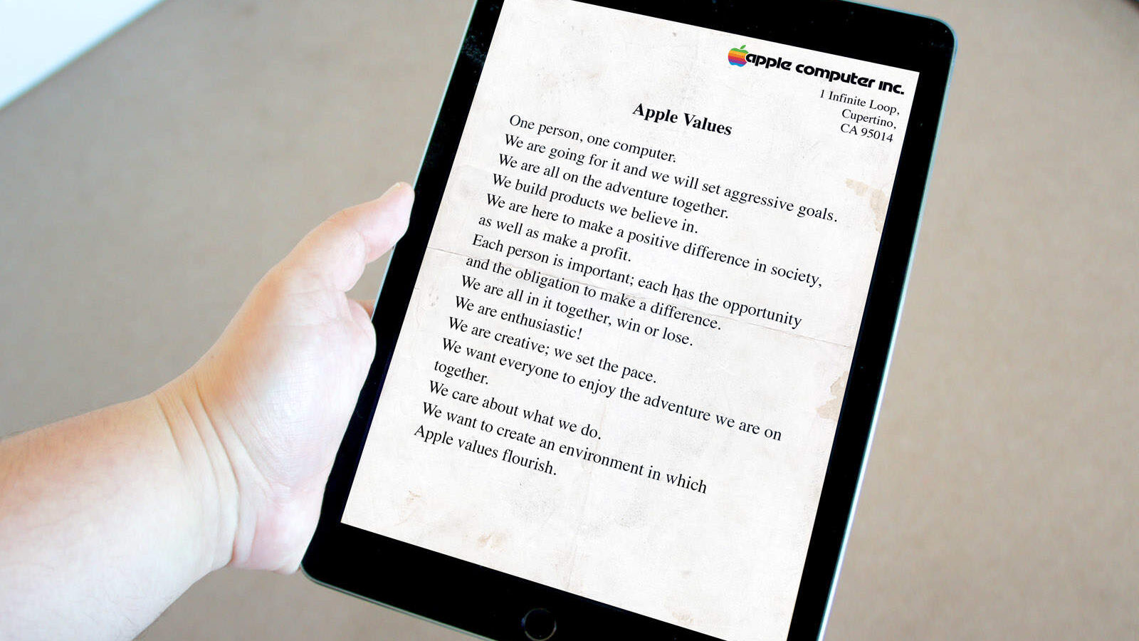 Today in Apple history: Apple lays out its core company values