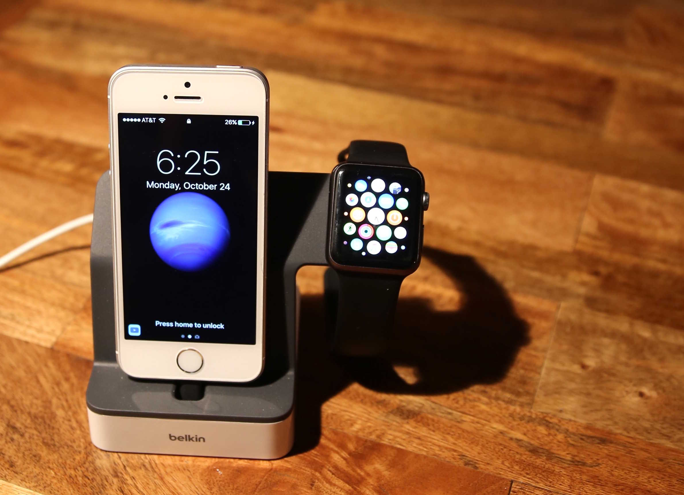PowerHouse Charge Dock for Apple Watch and iPhone includes a built-in Magnetic Charging Module for Apple Watch.
