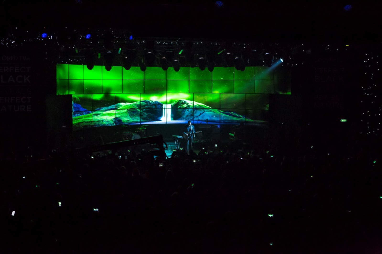The beauty of the aurora borealis, as seen on a giant wall of screens.