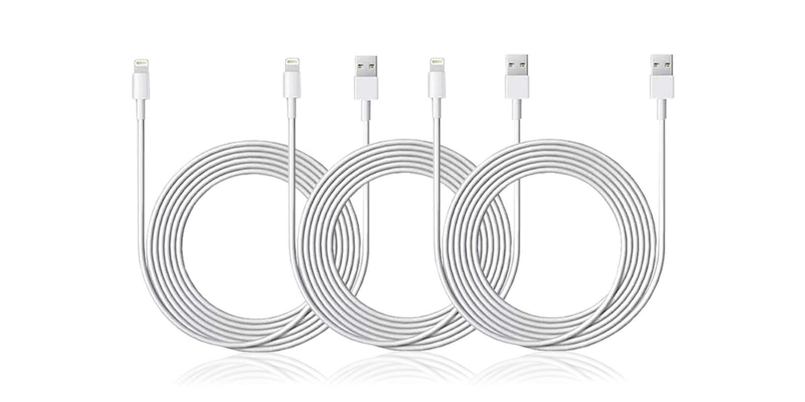 Get three extra long, MFi-certified Lightning cables for less than the price of one.