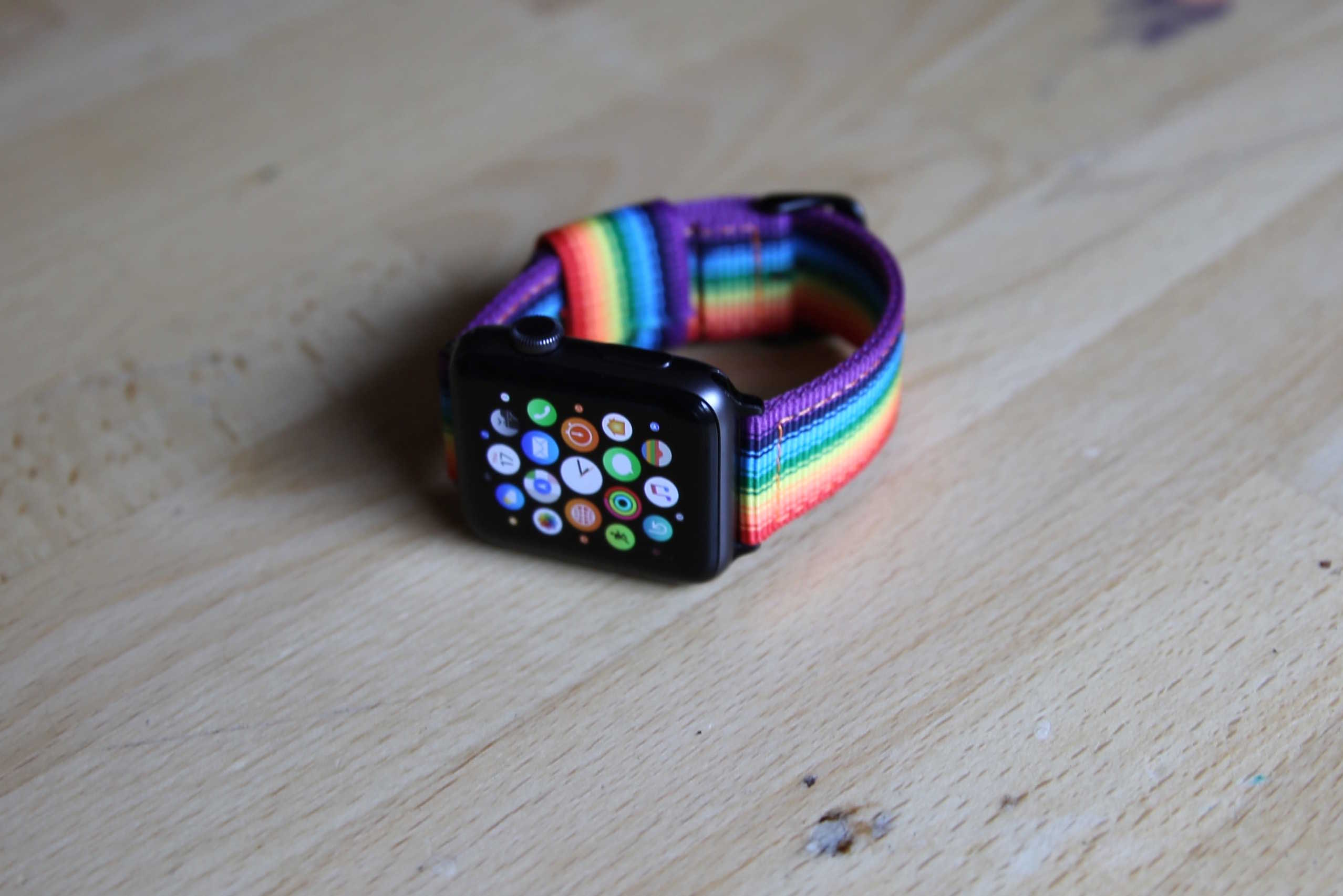 The Love is Love Pride band from Nyloon closely resembles Apple's own rainbow Apple Watch band that was released last year.