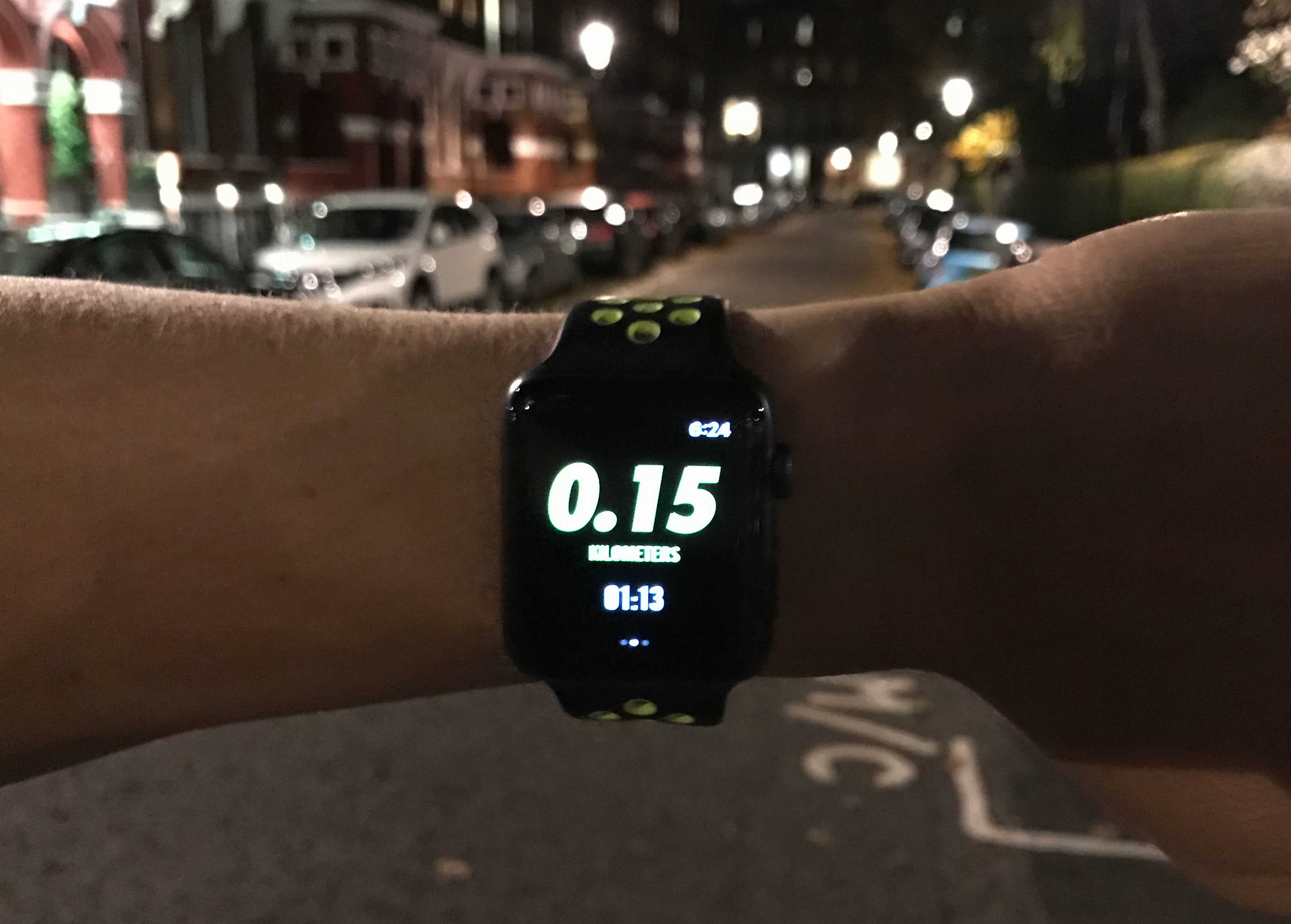 The Apple Watch display is perfect for nocturnal runners