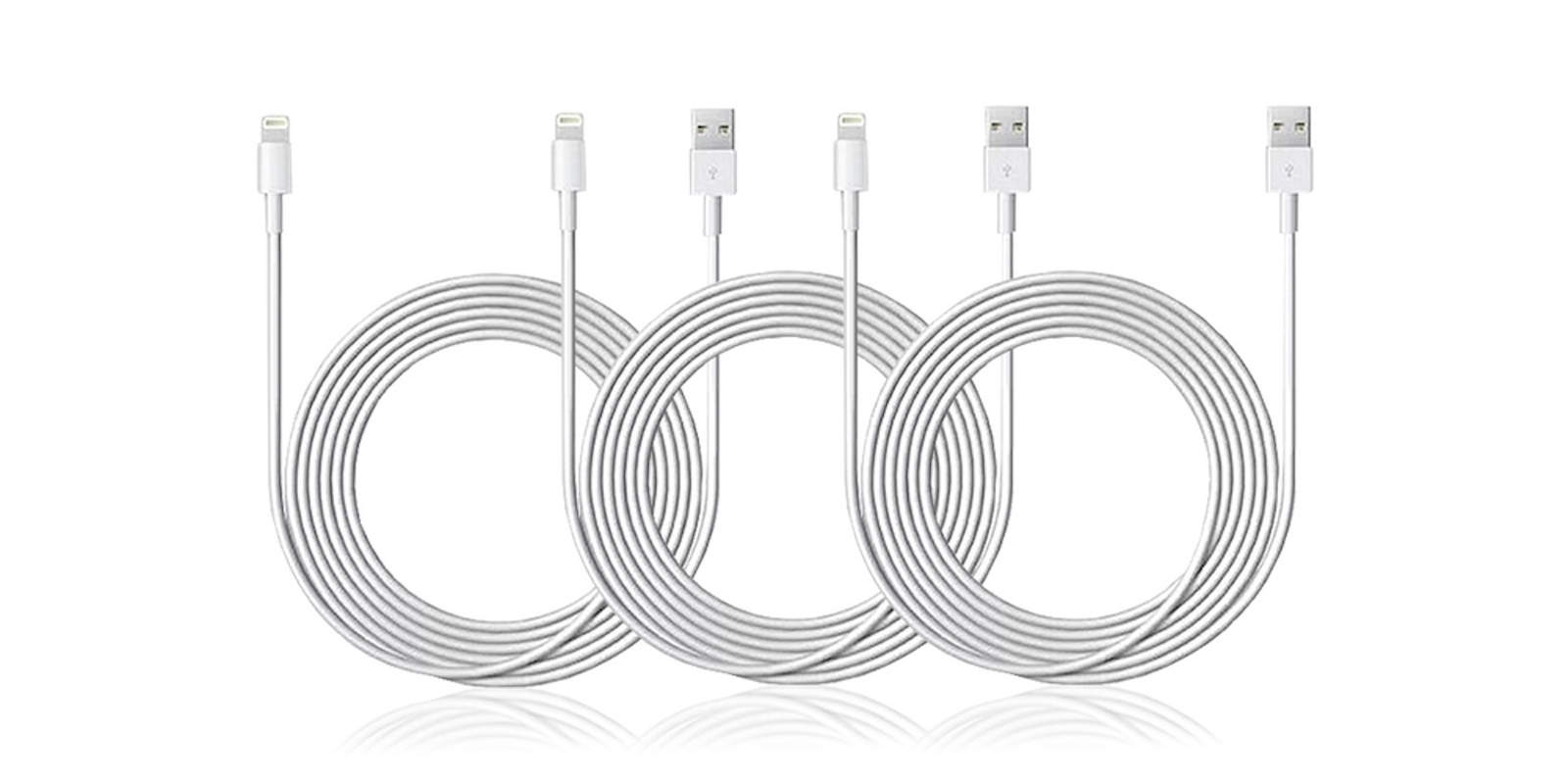 Get three MFi-certified, extra long Lightning cables for around the price of a single standard one.