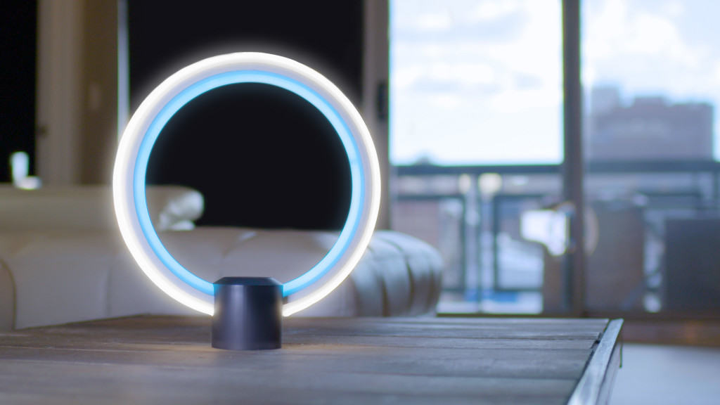 GE's prototype adds Amazon's voice-activated assistant Alexa to a tabletop LED lamp.