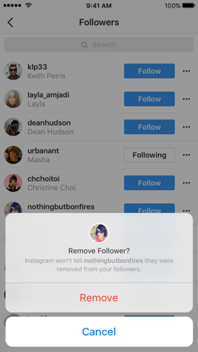 Instagram remove followers