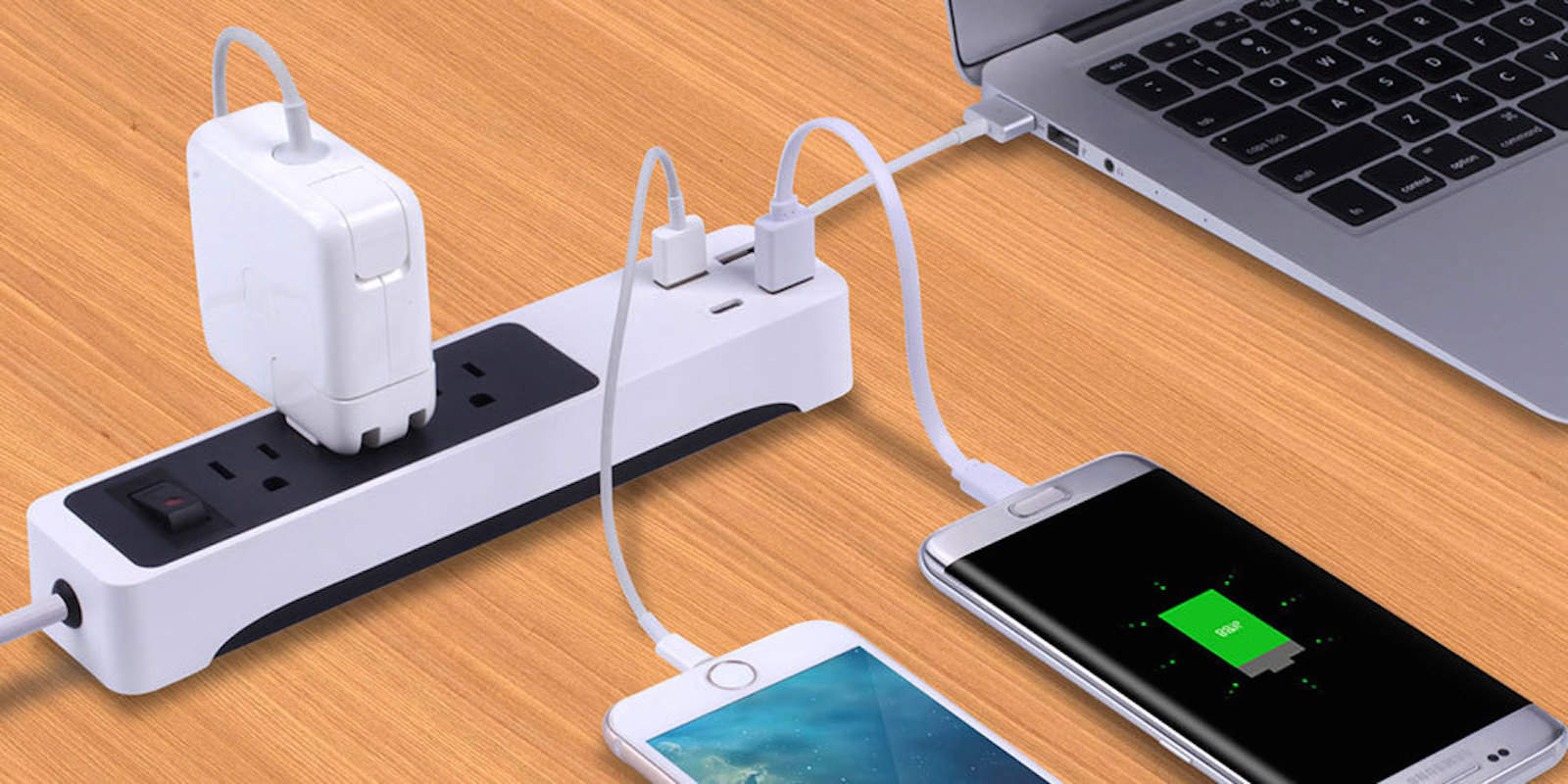 3 outlets and 4 USB ports make this travel-friendly power strip a comprehensive charging solution.