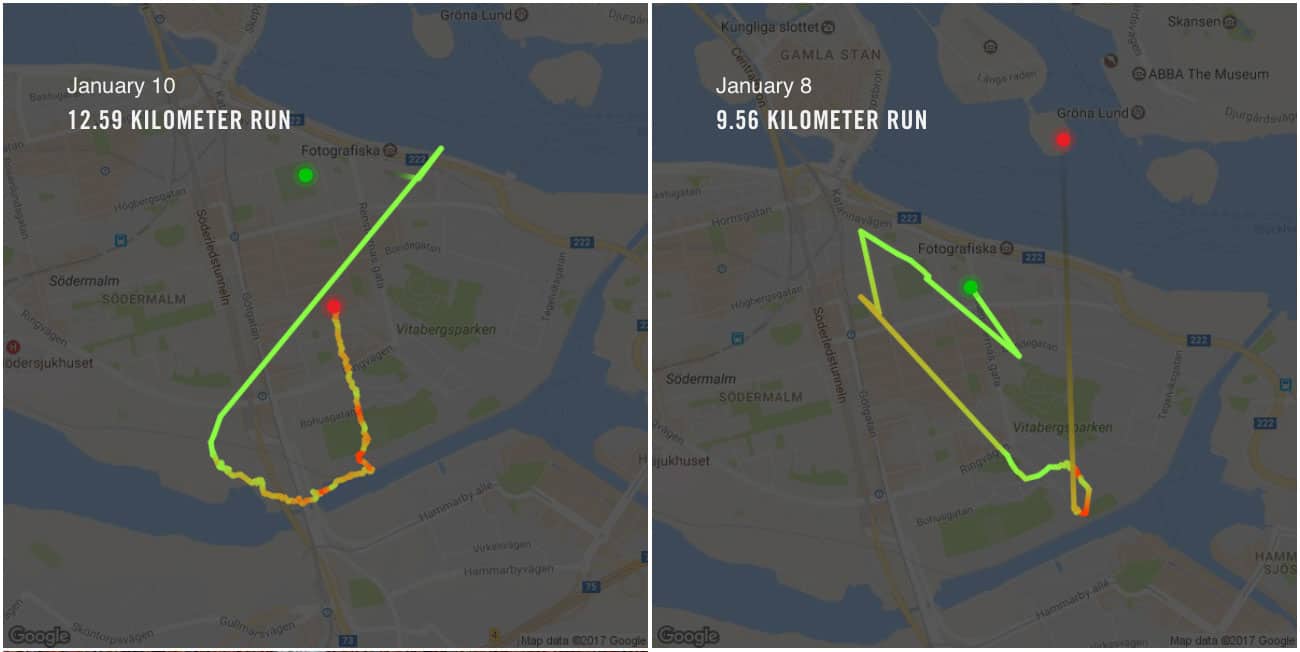 Apple Watch Nike+ glitches make running routes look more like modern art