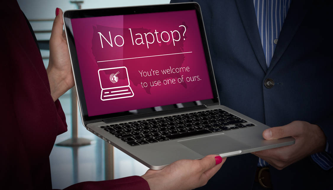 Airlines are offering loaner laptops on flights from the Middle East.