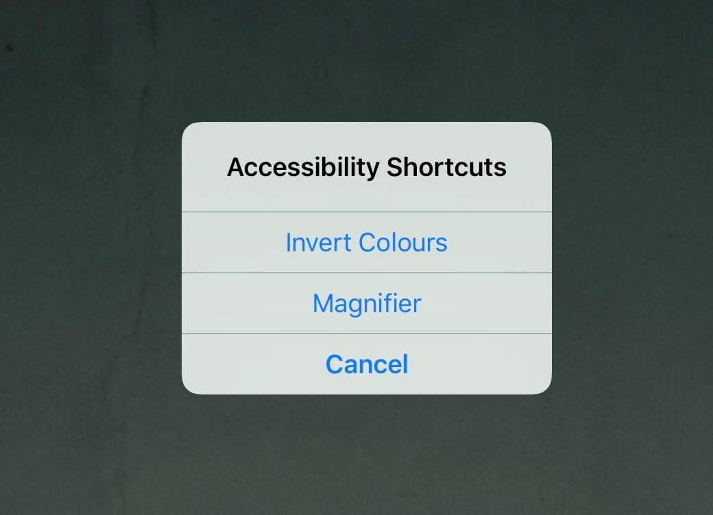 Accessibility shortcuts If you have more than one function assigned to the triple-tap shortcut, you get to choose what to do.