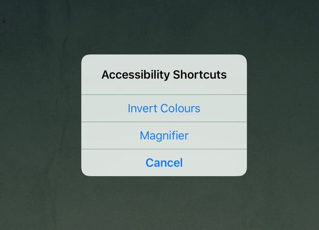 If you have more than one function assigned to the triple-tap shortcut, you get to choose what to do.