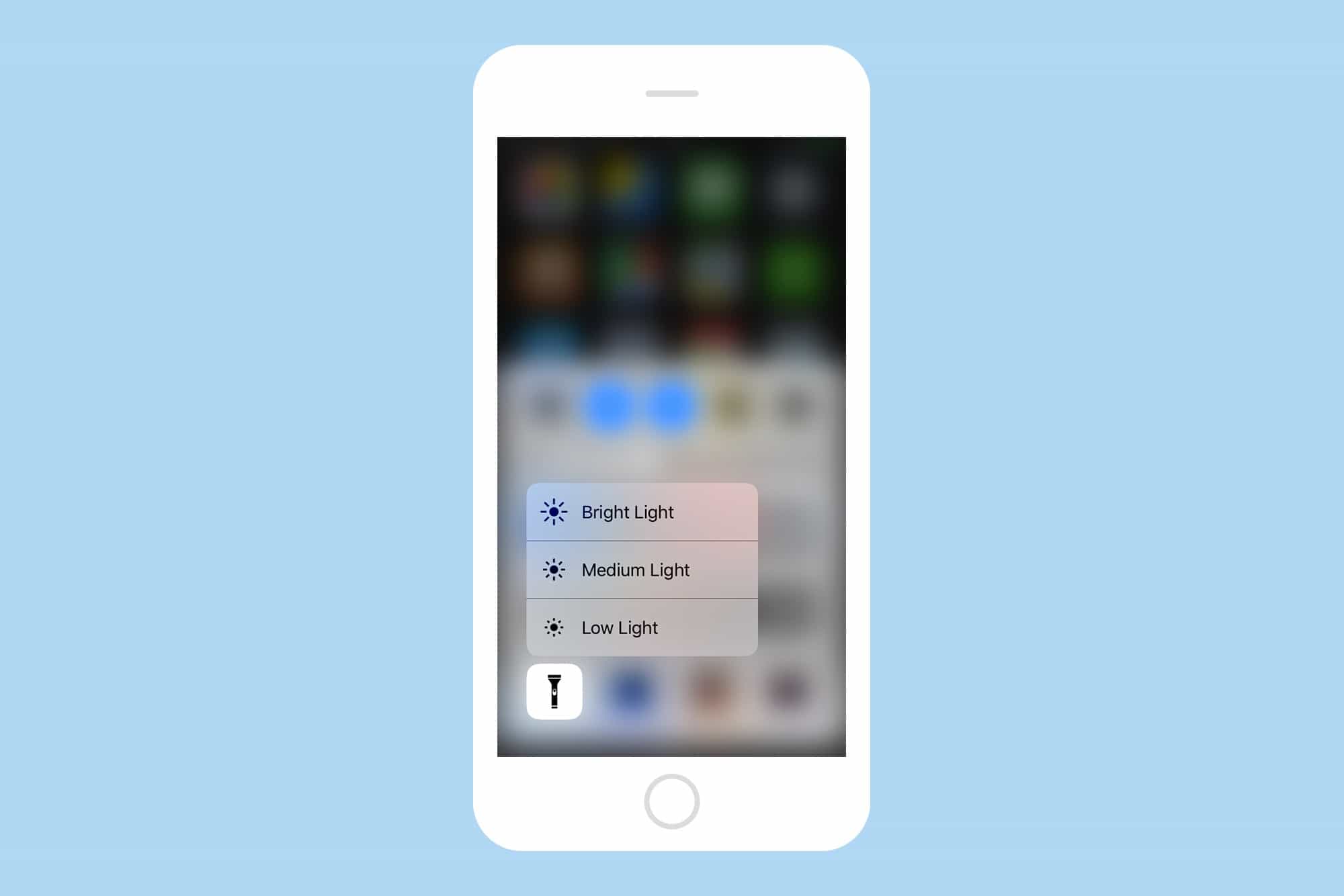 Save battery, or go easy on your eyes, with flashlight brightness controls.
