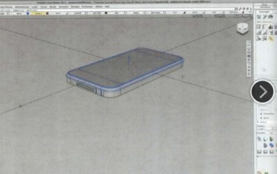 This is a CAD rendering of a "Sandwich" design, which envisioned the iPhone as a metal frame sandwiched between a plastic screen and plastic back.