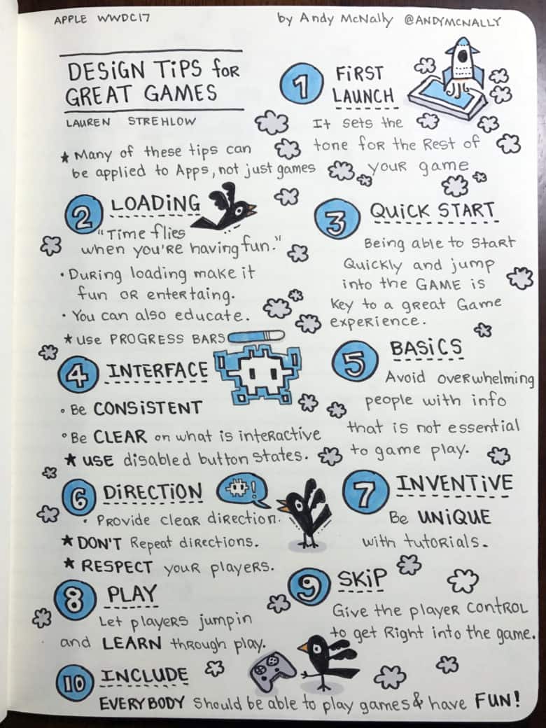 Apple WWDC 2017 designing for Games session visual notes