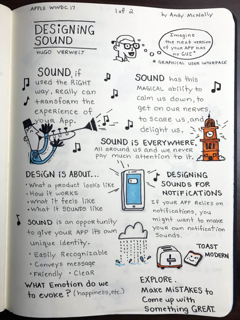 Apple WWDC Designing Sound session visual notes