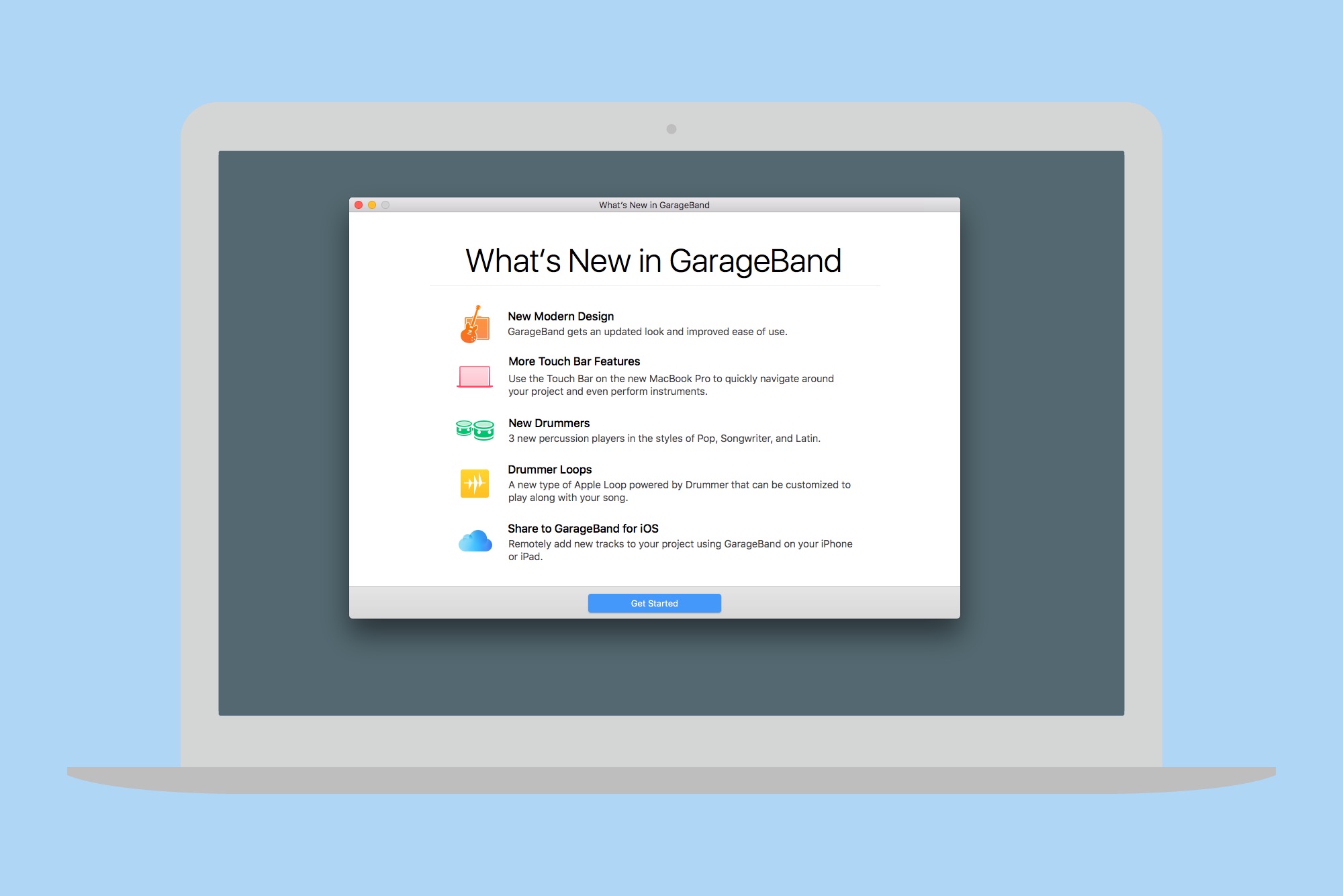sync GarageBand on Mac