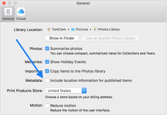 On the Mac, one setting switches off location sharing for all photos.
