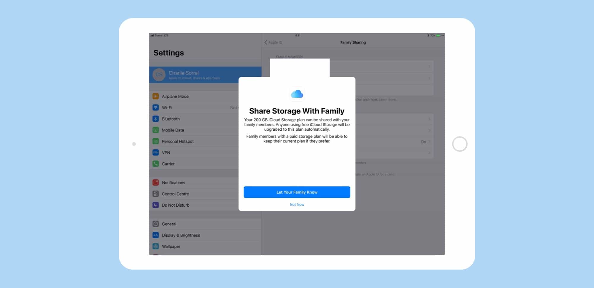 Tap this, and let your family share your storage pool.