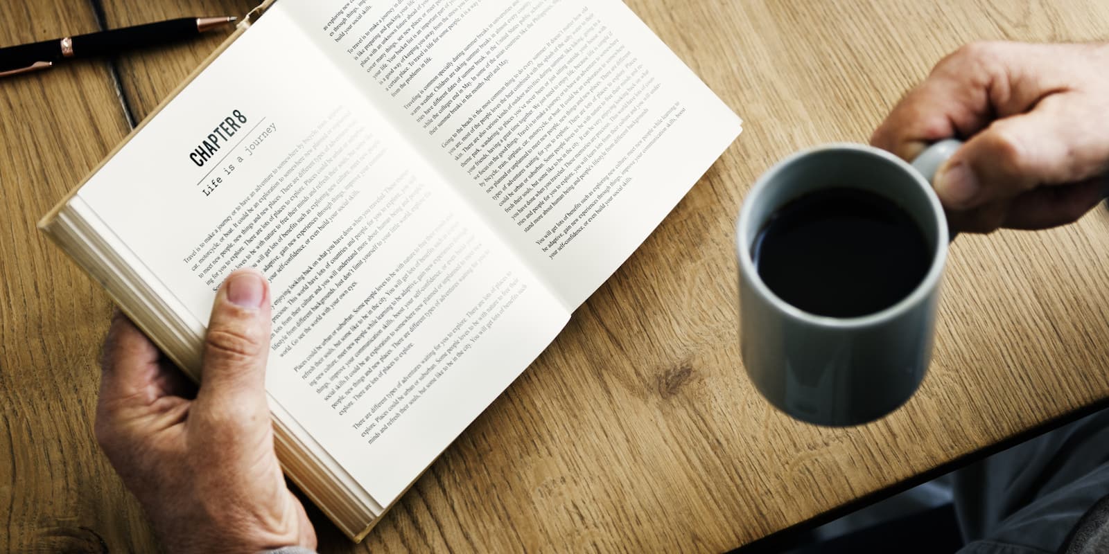 Coffee Break Reading Travel Book Lifestyle Concept