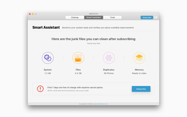 MacFly Pro's suite of Mac cleaning apps run in the background, alerting you when there's junk to be carried out.