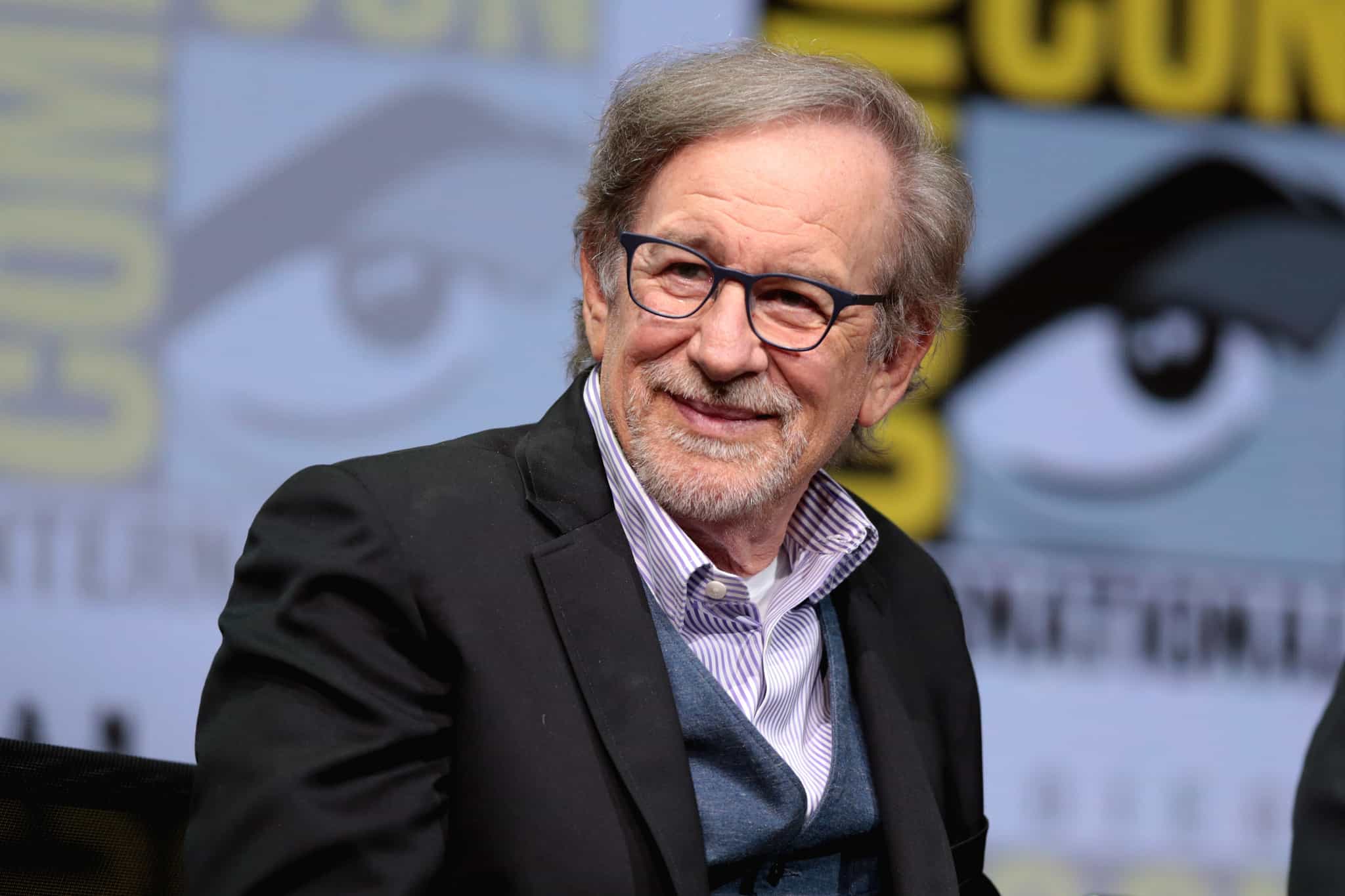 Steven Spielberg takes the stage at Comic-Con International in 2017.
