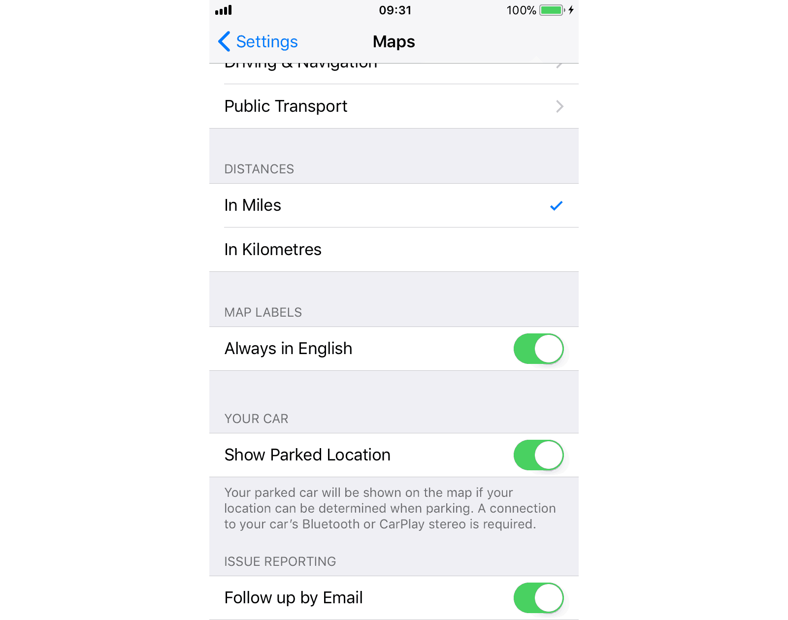 Show Parked Location Parking reminders are set-and-forget