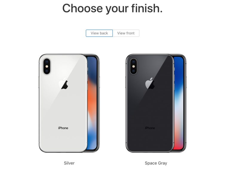 Your iPhone X color options include silver and space gray.