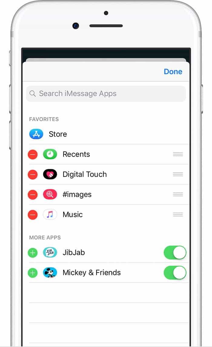 Manage your iMessage apps here.
