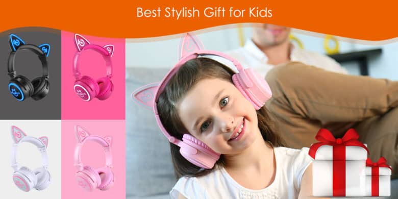 Kids will love the interactive flashing LED lights on the Mindkoo cat ear headphones.