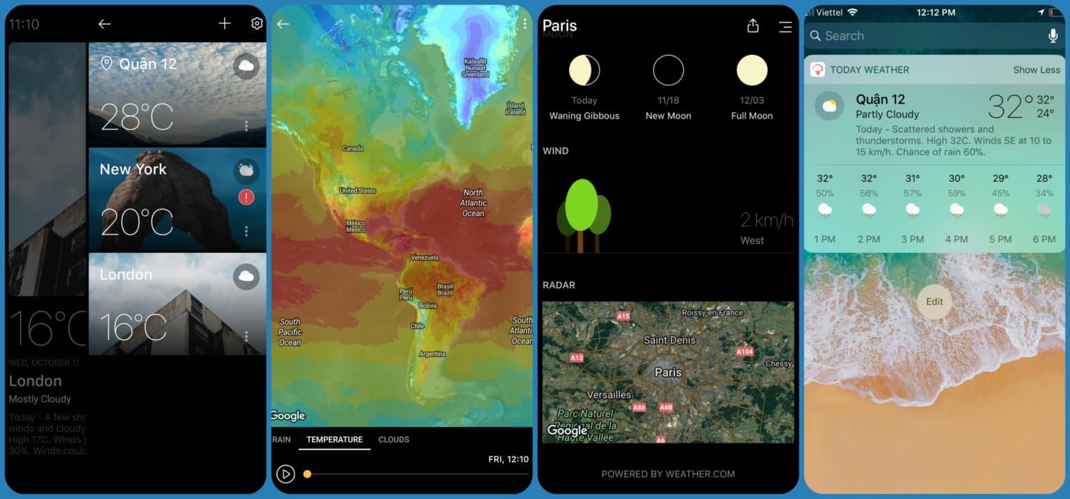 This weather app takes full advantage of iPhone X's brilliant OLED display.