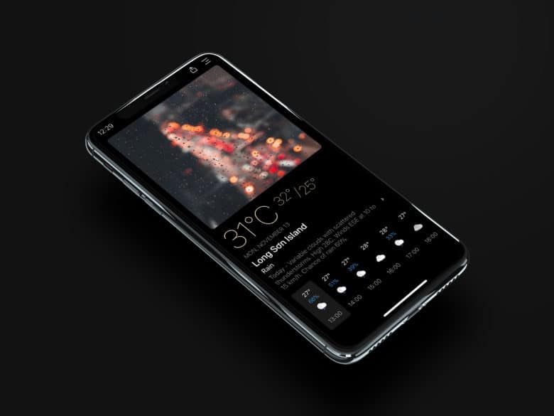 Today Weather app is an ideal fit for iPhone X's OLED display.
