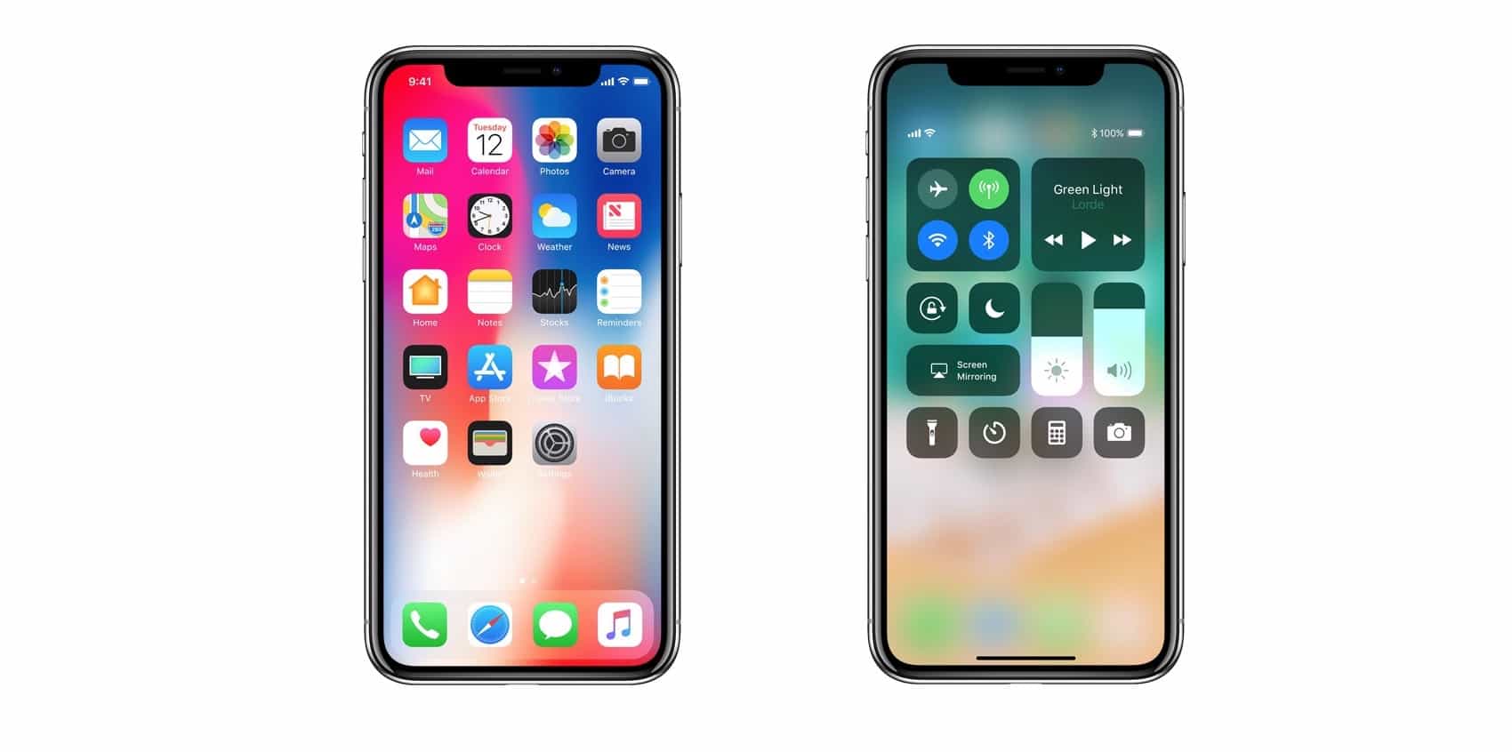 iPhone x battery percentage control center