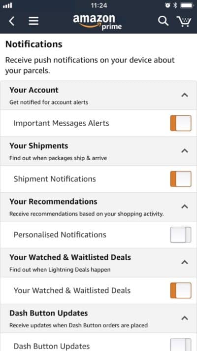 Amazon's app can also send alerts.