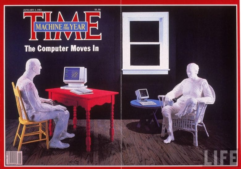 The Time magazine cover depicts the personal computer as the "Machine of the Year." The cover line reads, "The Computer Moves In." 