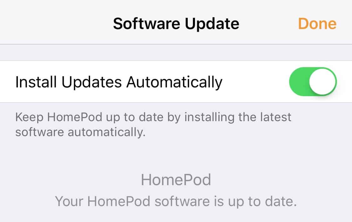 HomePod update interface