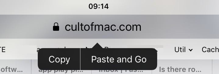 Make two taps in the URL bar? Not me. I just want to Paste and Go. 