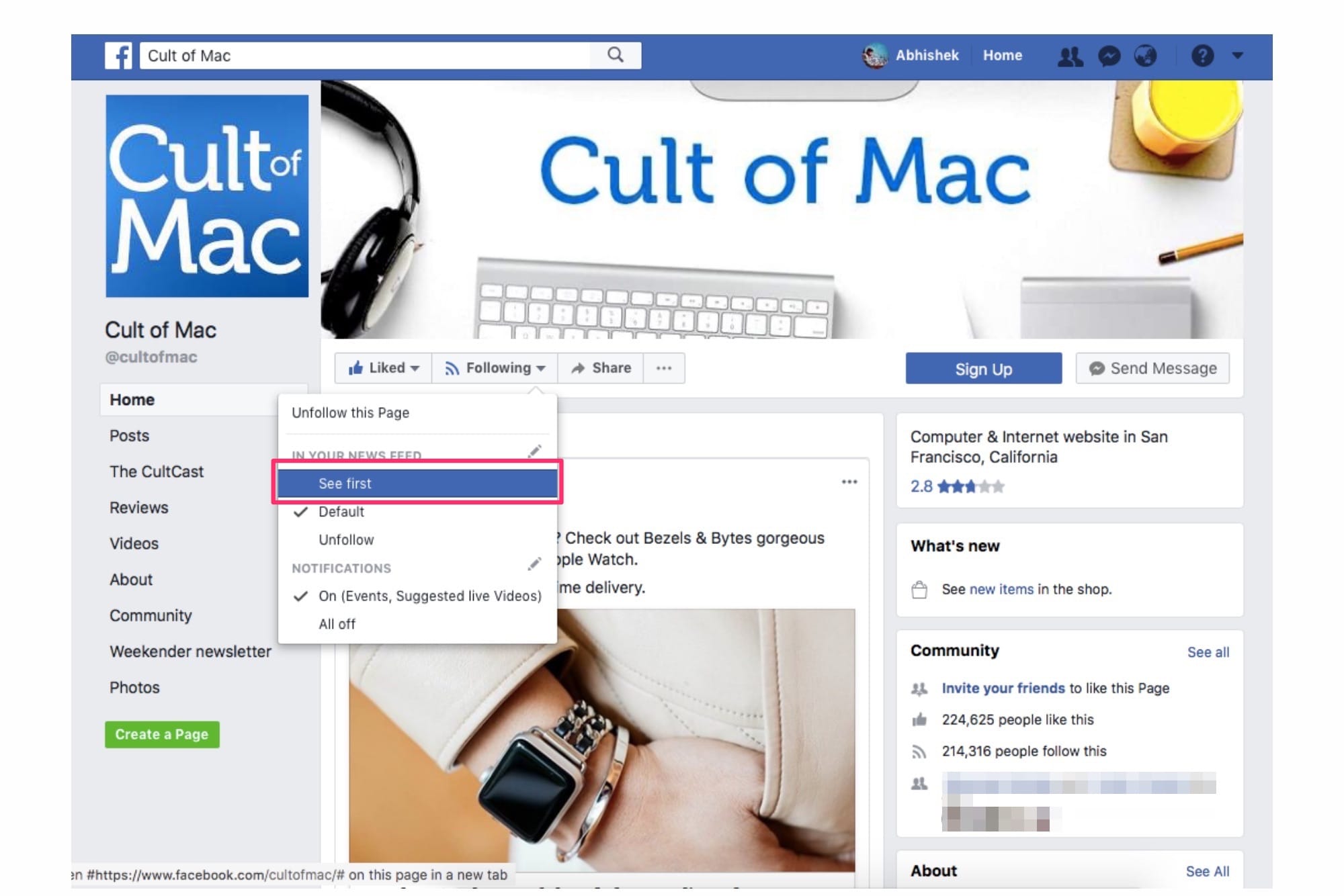 See posts from cult of Mac first