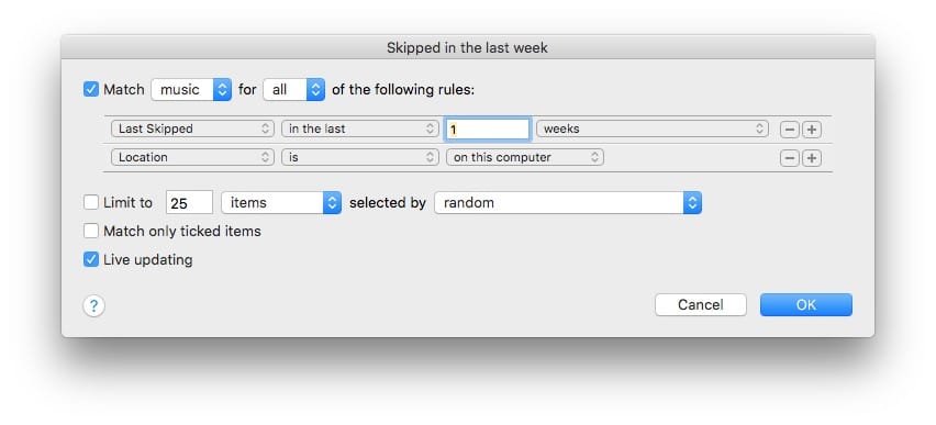 This collects any songs skipped in the past week.
