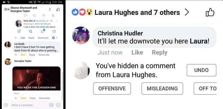 Facebook downvote