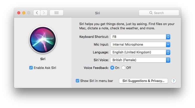 Set a keyboard shortcut in Siri's preferences.