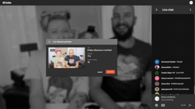 YouTube livestreaming