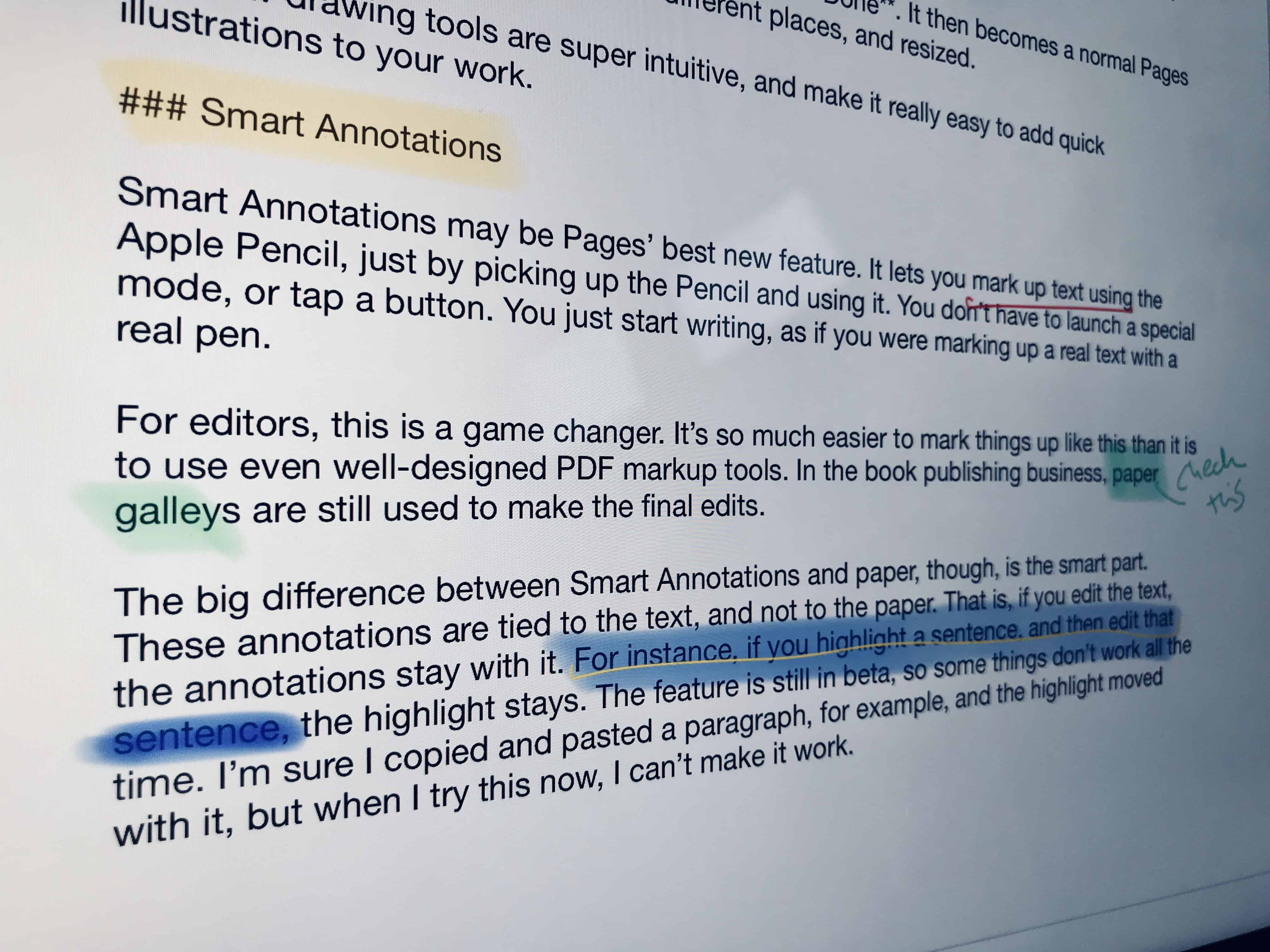 Pages smart annotations