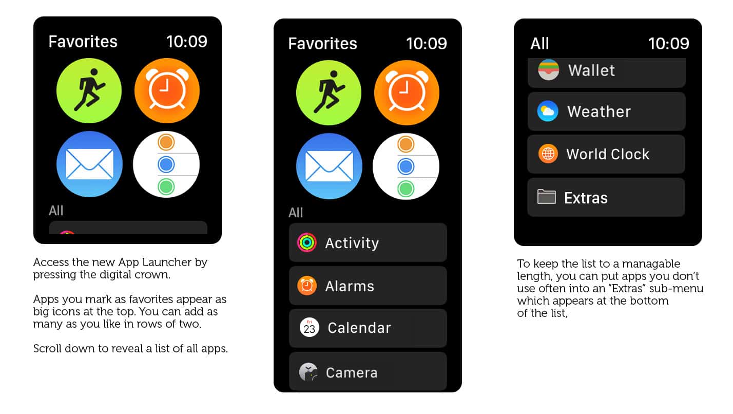 Mockup: Making the Apple Watch app launcher quicker and easier to use