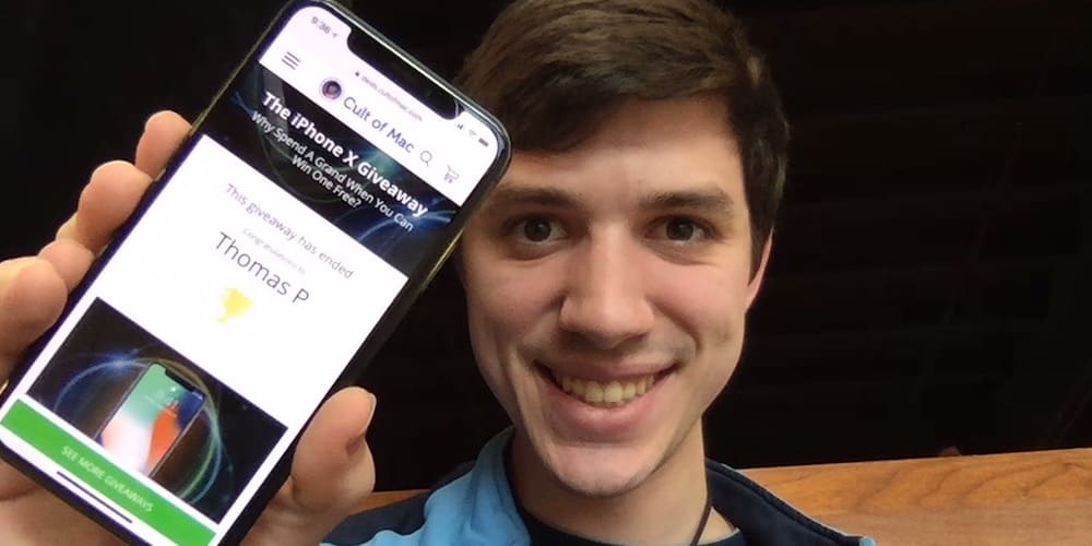 iPhone X giveaway winner: Congrats to Thomas P., who won Cult of Mac's iPhone X prize.