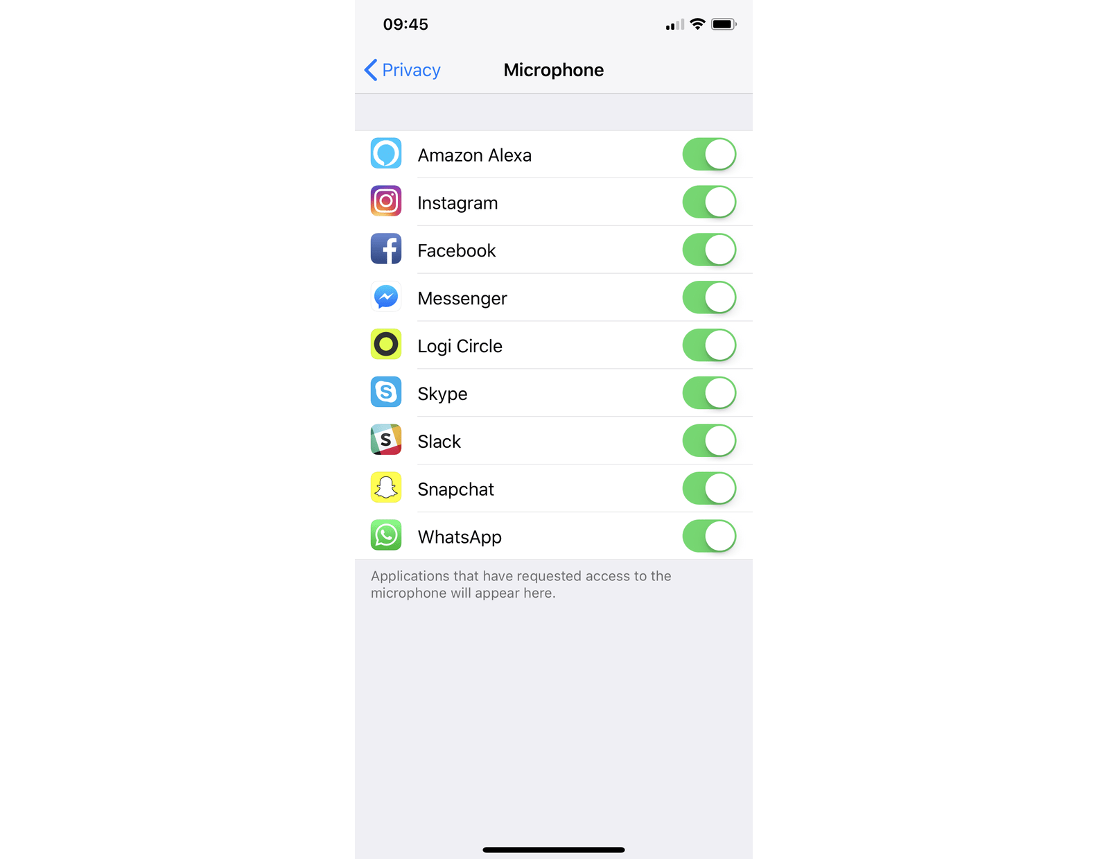 Control microphone access in the Settings app.
